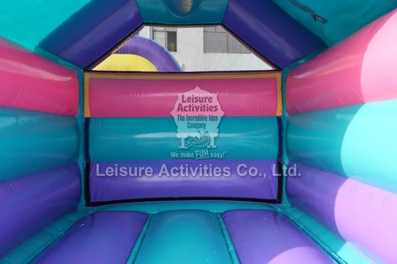 Mini Inflatable Bouncy Castle A Frame Purple Teal With Roof